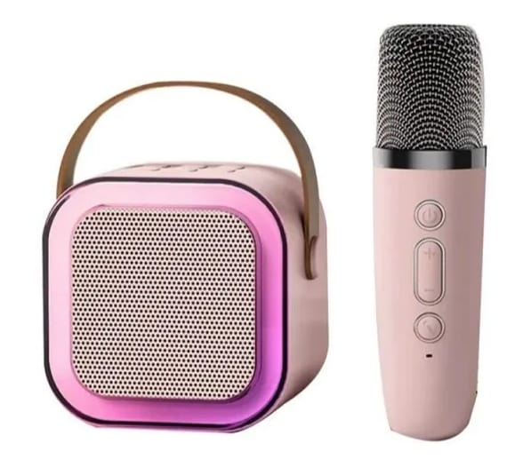 K12 Portable Karaoke Bluetooth Speaker With Microphone- Pink Color