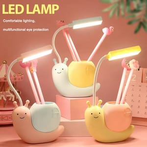 USB Rechargeable Snail Desk Lamp Study Eye Protection Reading Night Light Pen Holder Dorm Bedroom Bedside Living Room Office_img_0