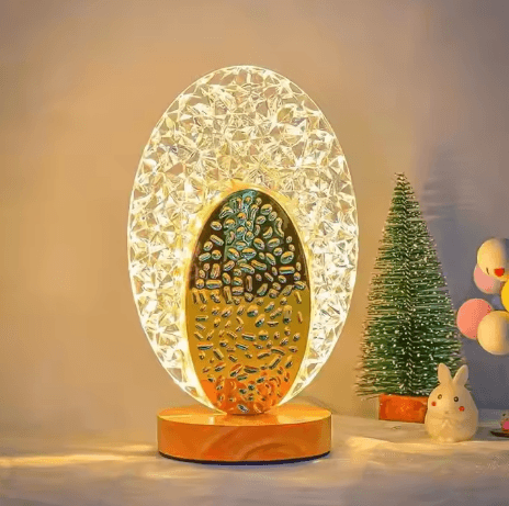 Bedroom Crystal Desk Light Water Ripple Pattern Projector Night Light Tricolor Usb Bedside Table Lamp