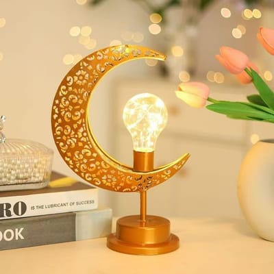 Cross-Border Castle Moon Lamp Led Star Lamp Decorative Lamp Golden Muslim Moon Ornaments Atmosphere Decorative Lamp_img_0