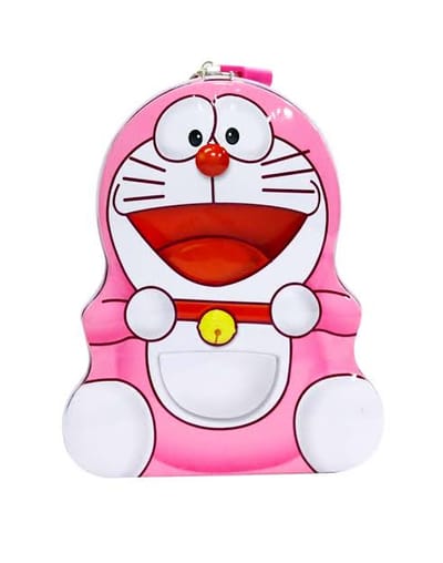 Blue Doraemon Cartoon Metal Kiddy Piggy Bank Coin Box with Lock_img_0