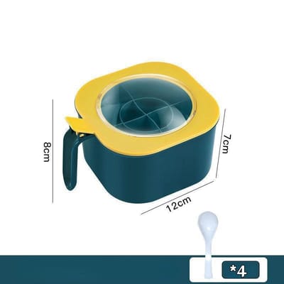 PP 4 Grid Seasoning Spice Container Nordic Style Kitchen Seasoning Storage Box With Lid and Spoon Set_img_5