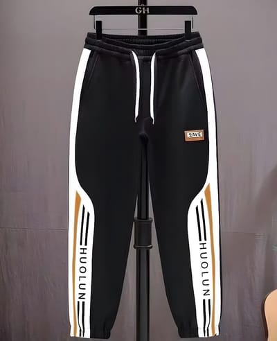 Black Cargo Stripe Sweatpants Joggers_img_0