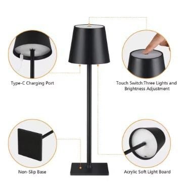 USB Rechargeable LED Night Light 3 Color Desk Lamp Touch Switch Table Lamp for Restaurant Room Clubs Bar Cafe Decor_img_2