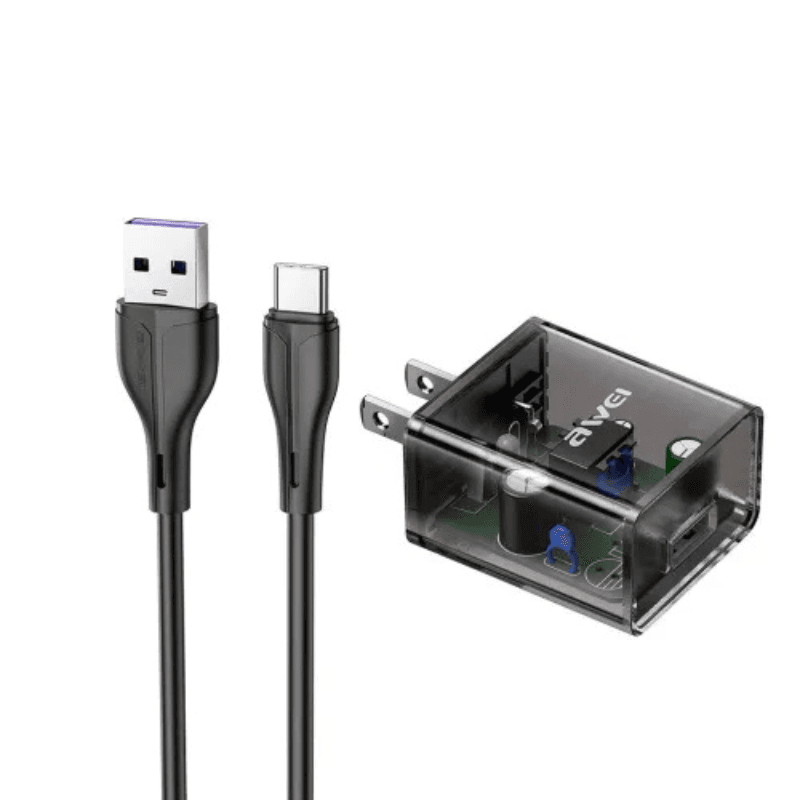 Awei C11T Fast Charging Type‑C Transparent Adapter with 1M Cable