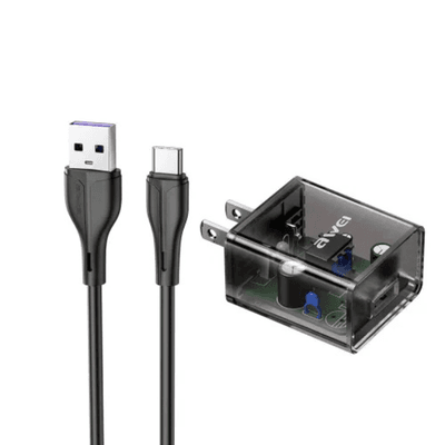 Awei C11T Fast Charging Type‑C Transparent Adapter with 1M Cable_img_0