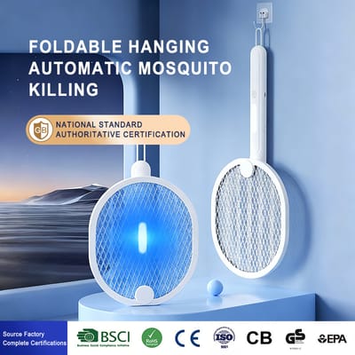New Design Household Pest Control USB Rechargeable Foldable Hanging Electric Mosquito Killer Fly Swatter_img_1