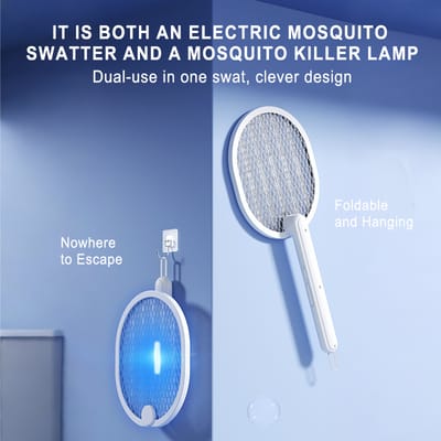 New Design Household Pest Control USB Rechargeable Foldable Hanging Electric Mosquito Killer Fly Swatter_img_2