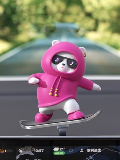 Skateboarding Bear Car Dashboard Decor_img_1