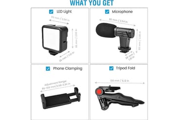 Video -Making Tripod Kit For Live Broadcast 3 In 1 With Microphone, Led Light, Mini Stand & Remote Control, Vloging Kit_img_1