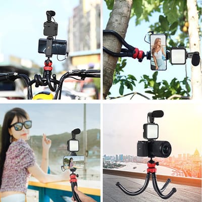 Video -Making Tripod Kit For Live Broadcast 3 In 1 With Microphone, Led Light, Mini Stand & Remote Control, Vloging Kit_img_2
