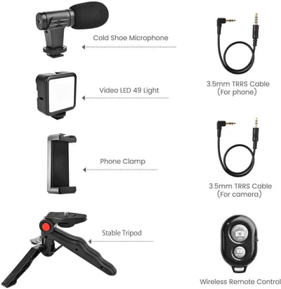 Video -Making Tripod Kit For Live Broadcast 3 In 1 With Microphone, Led Light, Mini Stand & Remote Control, Vloging Kit_img_4