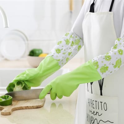 Rubber Cleaning Gloves Kitchen Dishwashing Gloves_img_0