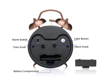 Creative With Night Light Bedside Home Decor Super Loud Double Bell Alarm Clock Number Clock_img_2