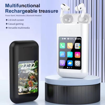 A98 Box Power Bank with 2in1 Earbuds, Large Screen Touch Control, LED Flashlight, HiFi Stereo for Music & Gaming_img_0