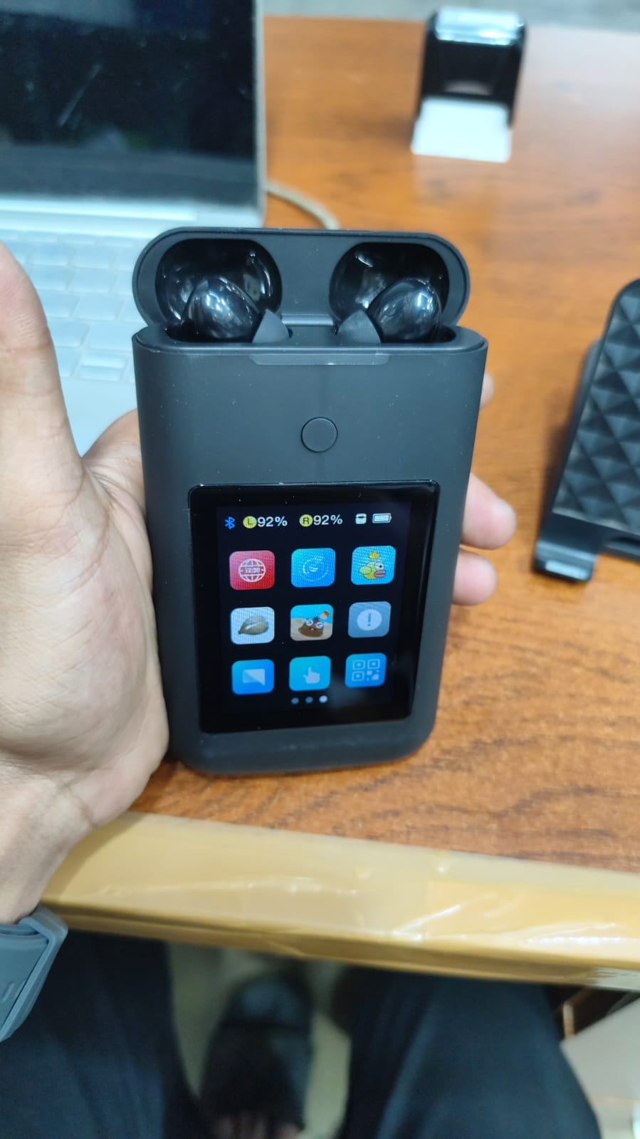 A98 Box Power Bank with 2in1 Earbuds, Large Screen Touch Control, LED Flashlight, HiFi Stereo for Music & Gaming