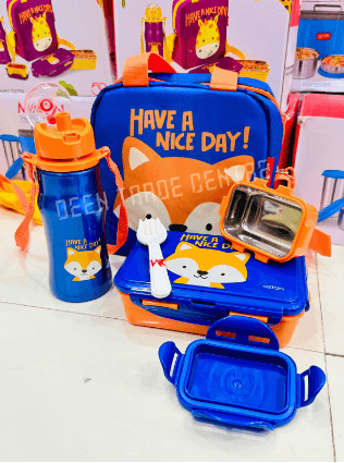 Cartoon Compartment Double-Layer Lunch Box Set with Portable Bento Water Cup Cute Side Buckle Seal Design Plastic Lids for Kids_img_0