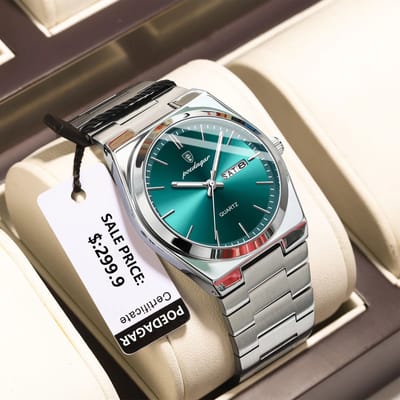 POEDAGAR 930 Men's New Luxury Luminous Date Week Stainless Steel Quartz Watch For Men_img_0