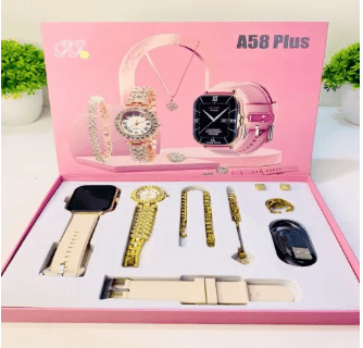 A58 Plus Smart Watch with Elegant Jewelry 8-in-1 Gift Set for Women_img_2