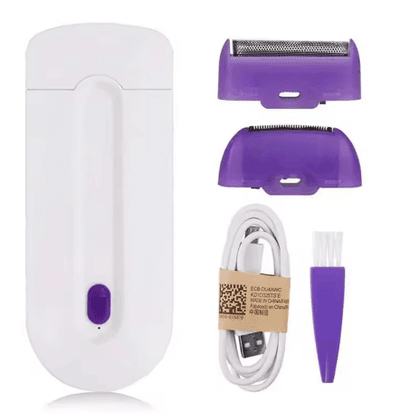 2 in 1 Electric Women Trimmer USB Rechargeable Induction Light Female Hair Remover Painless Shave Mini Shaver Body Face Shaver_img_2