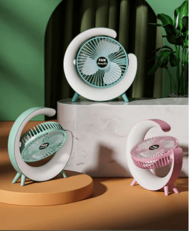 Portable USB Rechargeable Mini Desktop/Table Fan - Rainbow LED Quiet Cooling Fan for Home Office Travel & Indoor Outdoor Use_img_3