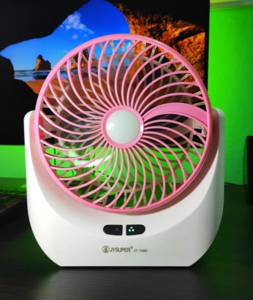 Lithium rechargeable mini table air cooling fan with LED light JY SUPER 1880 Battery Power - 2400 mAh Place of Origin: CHINA