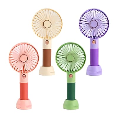 Portable Mini Rechargeable Handheld Fan with Stand – USB Charging, Adjustable Speeds, Compact and Travel-Friendly_img_0