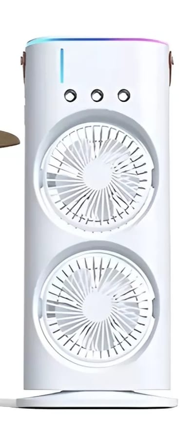 Spray Fan Double-Ended Fan Mini Evaporative Air Cooler Humidifier Fan With LED Light Personal Air Cooler For Travel Camping Room_img_0