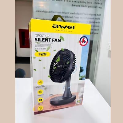 Awei F29 Compact Strong Wind Rechargeable Fan Desktop Silent Fan_img_1