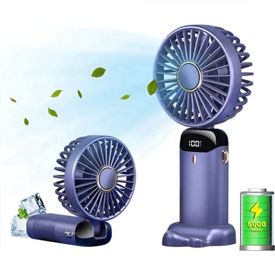 Handheld Fan Personal Fan 5000MAh Rechargeable,5 Speeds with LED Display,90° Adjustable_img_0