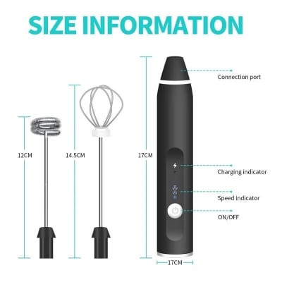 Rechargeable Handheld 3-Speed Adjustable For Latte Coffee mixer 2 in 1Milk Frother_img_0